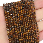 90pcs 4mm Natural Yellow Tiger Eye Gemstone Beads Faceted Round Loose Stone Beads for Jewelry Making (1 Strand) - color: Yellow Tiger Eye, size: 3.7-4.2mm