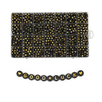 1400pcs Round Acrylic A-Z Alphabet Beads - Gold & Black Letter Beads for Bracelet Making, 28 Grid Box - color: Black, Gold