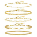 adoyi Gold Bracelets for Women, 14K Gold Plated Stackable Bracelet Stack Set Adjustable Charm Paperclip Chain Cuban Link Layered Waterproof Jewelry Sets Gifts for Womens - color: Gold 6.8 IN General Wrist