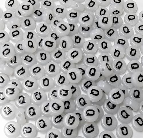 200PCS Letter Beads Glow in The Dark 4x7mm Acrylic Alphabet Letter Q Beads for Jewelry Making Bracelet - color: Q-200PCS