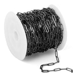 [33 Ft] Gunmetal Paperclip Chains Roll, 3mm Width 304 Stainless Steel Black Paperclip Oval Link Chain Spool Bulk for DIY Jewelry Making - color: black color(3mm)