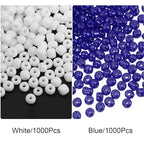 HARFINGTON 2000Pcs Tiny Glass Beads 6/0 4mm Loose Mini Round Small Beads Bulk for Necklaces Bracelet Earring Rings Jewelry Making, Dark Blue/White - color: Dark Blue/White