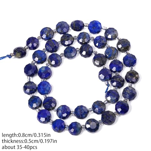 8×5mm Lapis Lazuli Natural Stone Beads for Jewelry Making About 35-40pcs 1 Strand 15" Drilled Flat Faceted Cabochon Gemstone Beads for Bracelets Necklace DIY Crafts - color: Lapis Lazuli