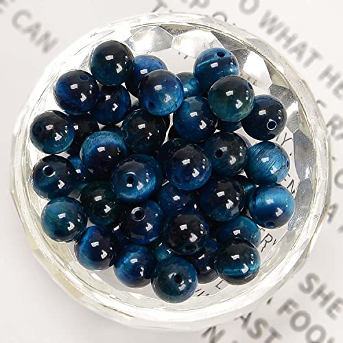 NCB 100pcs Original Natural Stone Beads Gemstone Round Loose Beads 6mm 8mm 10mm (Aquamarine Tiger's Eye, 6mm 100Beads) - color: Aquamarine Tiger's Eye, size: 6mm 100beads
