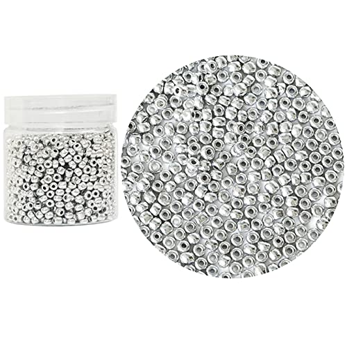 Bala&Fillic Opaque Silver Color 4mm Glass Seed Beads About 1400pcs in Box 6/0 Glass Craft Seed Beads for Jewelry Making (Silver) - color: Silver, size: 4mm