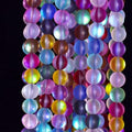 48PCS 8mm Natural Coloful Mystic Aura Quartz Gemstone Frosted Matte Titanium Rainbow Round Loose Beads 15 inch Full Strand Crystal Healing Power Quartz - color: Mix Color Mystic Aura, size: 8mm