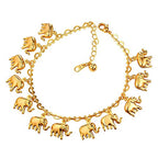U7 Women Girls Barefoot Jewelry 18K Gold or Rose Gold Stainless Steel Heart/Rope/Figaro/Cuban Chain Anklet Foot Bracelet, 25-30 CM Long - color: Gold Plated-Elephant Charm