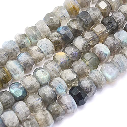 Cheriswelry 75pcs/Strand 8mm Faceted Natural Labradorite Rondelle Stone Beads Crystal Mini Gemstone Loose Spacer Abacus Beads for DIY Craft Earring Bracelet Necklace Jewelry Making Supplies - color: Natural Labradorite