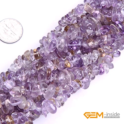 GEM-Inside Ametrine Chips Natural 7-8MM Gemstone for Bracelet Necklace Jewelry Making Crafts Design Wholesale Loose Beads 34" - color: Ametrine