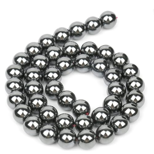HAAMIIQII 90pcs 4mm Natural Black Hematite Stone Beads Round Loose Gemstone Beads for Jewelry Making Strand 15 Inch - color: Black Hematite, size: 4mm 90pcs