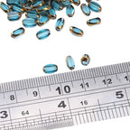 Glass Rice Beads Clear Lake Blue 4x6mm 50pcs Faceted Oval Golden Edge Crystal Loose Beads for DIY Craft Jewelry Making - color: Clear Lake Blue
