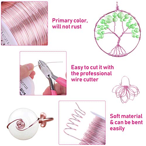 anezus 20 Gauge Jewelry Wire, 28 Yards Craft Wire Tarnish Resistant Copper Beading Wire for Jewelry Making Supplies and Crafting(Rose Gold) - color: Rose Gold Pink