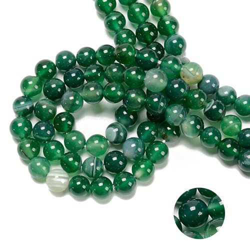 122Pcs(2 Strand/Set) 6mm Green Stripe Agate Smooth Round Beads Natural Stone Beads AAA Grade Premium Round Gemstone Genuine Real Stone Loose for DIY Bracelet Jewelry String Making - color: Green Stripe Agate, size: 6mm