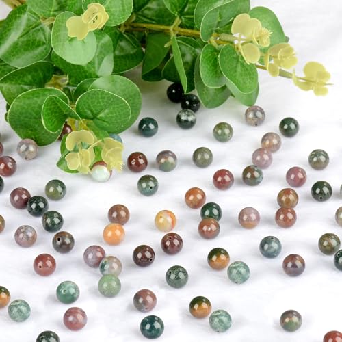4mm 200pcs Natural Stone Round Beads Indian Agate Genuine Stone Beading Loose Gemstone DIY Charm Smooth Beads for Bracelets Necklaces Earrings Hole Size 1mm (Indian Agate 4mm) - color: Indian Agate, size: 4mm