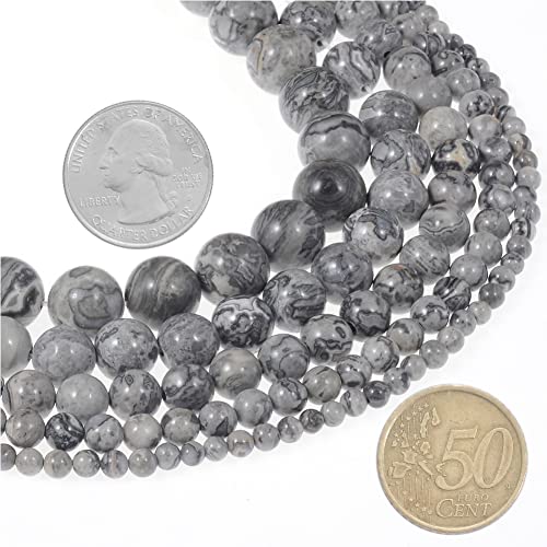 6mm Natural Map Stone Gemstone Round Loose Beads Crystal Stone Bracelet Necklace Accessories Crafts for Jewelry Making DIY,1 Strand 15" - color: Map stone, size: 6MM