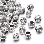 BronaGrand 100pcs Tibetan Silver Spacer Beads Large Hole Beads Charms Hollow Tube Bead for DIY Necklace Bracelets - color: Silver