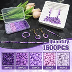 TOAOB 1500pcs 3mm Purple Colors Opaque Seed Beads Kit Glass Round Small Spacer Beads with Beading Pin for DIY Beading Weaving Earrings Bracelets Necklaces Eyeglass Chain Art Crafts Jewelry Making - color: Purple Series