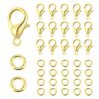 ALEXCRAFT Lobster Clasps for Jewelry Making, 150pcs 10mm Lobster Claw Clasps with Open Jump Rings Necklace Bracelet Extender 14K Gold Clap for DIY Jewelry Repair(Gold) - color: Gold