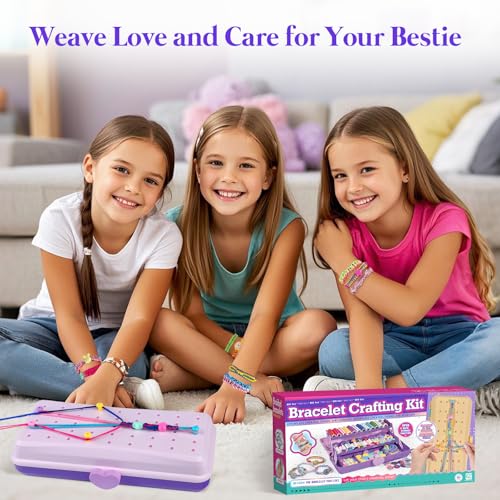 TingingYuli Friendship Bracelet Making Kit for Girls 8-12, DIY String Bracelet Maker with 3-Layer Storage Box, Arts and Crafts for Kids Ages 6-12, Easter Christmas Birthday Gift Set - color: Purple