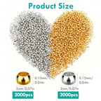4000 Pcs 2mm Crimp Beads Metal Round Crimp Beads Smooth Gold Silver Bead Metal Clamp Ends Tiny Stoppers Bead for DIY Bracelet Necklace Earring (Gold and Silver)