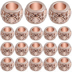 100pcs Rose Golden Rondelle Spacer Beads Alloy Large Hole Beads Tube Column Loose Spacer Beads Craft Supplies for DIY European Bracelet Necklace Jewelry Making - color: Rose Golden