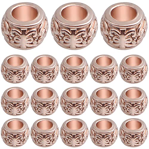 100pcs Rose Golden Rondelle Spacer Beads Alloy Large Hole Beads Tube Column Loose Spacer Beads Craft Supplies for DIY European Bracelet Necklace Jewelry Making - color: Rose Golden