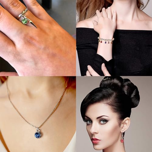 BetterJonny 260pcs Charms for Jewelry Making, 60pcs Gold Crystal Birthstone Charms Beads with 100 Lobster Clasps and 100 Jump Ring for Necklace Bracelet Earring - color: Silver Droplet