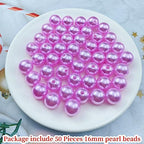 Pinhoollgo 50pcs Pearl Beads 16mm Round Pearl Beads with Hole for DIY Bracelet Necklace Jewelry Making Supplies Handmade Craft(Pink) - color: Pink, size: 16mm/50pcs