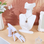 UNICRAFTALE 2pcs Jewelry Mannequin Displays Set White Resin Side Body Model Bust Shaped Jewelrys Necklace Display Stands and Mannequin Hand Bracelet Necklace Ring Display Stand for Jewelry Displays - color: White
