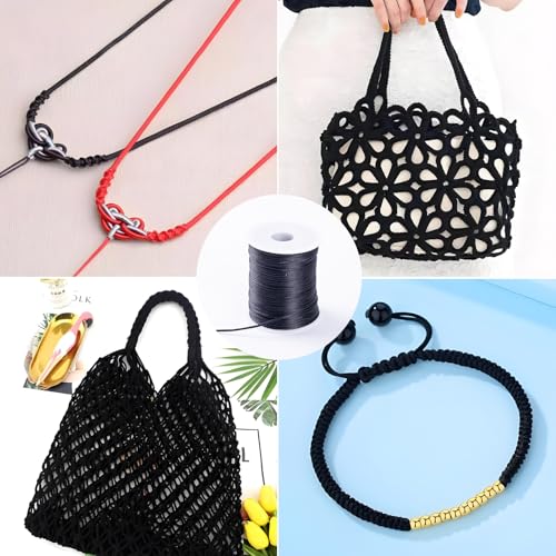 Markcain 2mm x 110 Yards Black Nylon Cord, Beading Thread for Bracelets, Necklaces and Wind Chime Crafts - size: Black