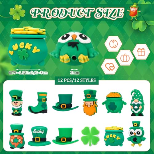 Watersay 12 Pcs 3D Silicone Focal Beads Pens Beads Bulk for Keychain DIY Crafts Necklace Bracelet Phone Chain Charms Jewelry Making (St. Patrick's Day) - style: St. Patrick's Day