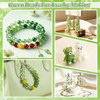 2102 Pcs Green Glass Beads for Bracelets with Elastic String,Green Beads for Beaded Plants,6mm Glass Beads for Jewelry Making Crystal Round Beads for Bracelet Necklace Beaded Plant DIY Crafts