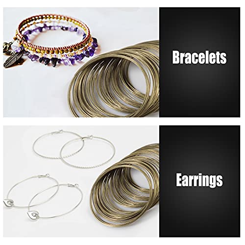 5.5 Inches Memory Wire Cutter for Jewelry Making - Bracelet Making Kit With 200 Bronze Loops - Beading Wire Cuff - color: Bronze