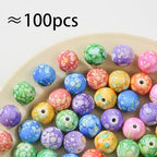 16mm Acrylic Beads 100pcs Chinese Ceramic Style Spacer Bead Loose Beads for DIY Crafting Necklace Bracelet Jewelry Making Keychain (smw) - color: green&purple&blue