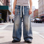 Layered Punk Pants Chain for Men Women, Gothic Hip Hop Jean Chain Wallet Chain Biker Trouser Chain, Goth Emo Fashion Keychain Accessories - color: 3L-Bling Cross Chain