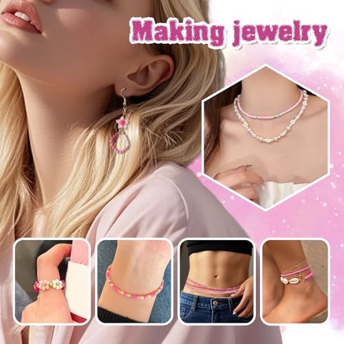 TOAOB 1500pcs 3mm Pink Colors Opaque Seed Beads Kit Glass Round Small Spacer Beads with Beading Pin for DIY Beading Weaving Earrings Bracelets Necklaces Eyeglass Chain Art Crafts Jewelry Making - color: Pink Series