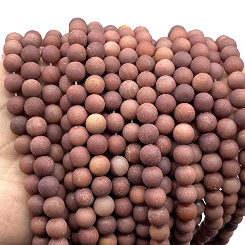 ABCGEMS Velvet-Matte-Finished African Blood Jasper Beads (Enhance The Stone's Inherent Texture and Nature Hues with a Non-Glare Aesthetic) Smooth Round 8mm (Non-Shiny) - color: Blood Jasper (From Africa)
