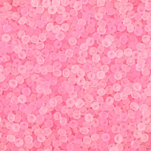 4mm Frosted Glass Seed Beads Bulk, 1000pcs Small Round Glass Bead Matte Loose Spacer Beads for Beading, Friendship Bracelet, Pendants, Key Chains, Necklaces, Hairpins, Pink - color: Pink