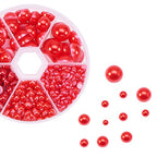 PH PandaHall 690pcs 6 Sizes Red Flat Back Pearl Cabochon Half Flatback Pearl Bead Gem Scrapbook Craft Beads for Christmas Crafts Shoes Wedding Dress DIY Phone Nail Making (4/5/6/8/10/12mm) - color: Red
