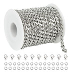 UMAOKANG 16.4 Feet Stainless Steel Cuban Chain for Jewelry Making Strong Diamond Cut Cuban Link Chain Necklace for Men and Women Jewelry Chains Bulk - color: 2mm Silver Cuban
