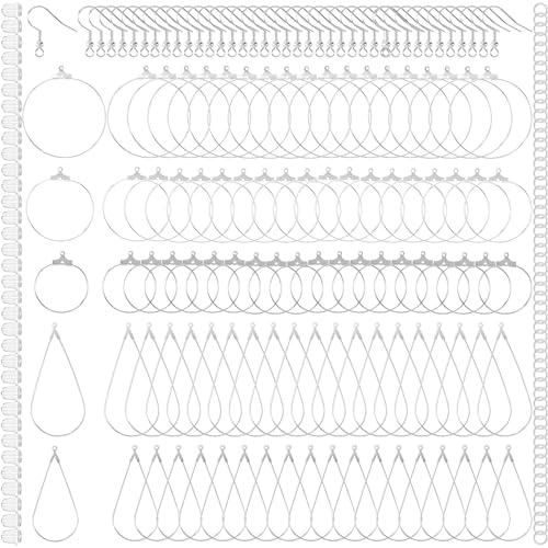 Pndeyo 700pcs Hypoallergenic Earring Beading Hoops, Mix Sizes Round Hoop Earrings Findings, Open Earring Wire Ring Accessories for Jewelry Making- Silver - color: Silver-700pcs