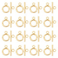 UNICRAFTALE 20 Sets Golden Toggle Clasps & Tbar Clasps 304 Stainless Steel Ring Toggle Connectors for DIY Jewelry Making - size: Bar:18mm Long