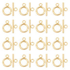 UNICRAFTALE 20 Sets Golden Toggle Clasps & Tbar Clasps 304 Stainless Steel Ring Toggle Connectors for DIY Jewelry Making - size: Bar:18mm Long