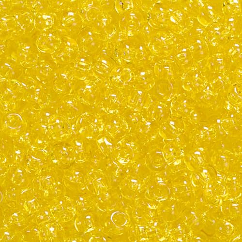 Perlin Glass Seed Beads 2mm 11/0 Round Mini Small Pony Beads 6500pcs for Making Earrings Bracelets Pendants Waist Jewelry DIY Handmade Transparent Color Kit (Yellow) - color: Yellow