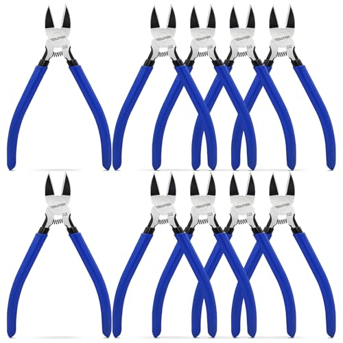 5 Inch Wire Cutters, Flush Side Cutter Pliers for Jewelry Making, Micro Flush Cutters for Artificial Flowers, Wire Snips, Model Nippers for Crafting, 3d Printing, 10 Pack - color: 10 Pack