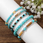 5Pcs Crystal Bracelet for Women Spiritual Natural Stone Bracelet Set Stackable Beaded Bracelets Healing Crystal Bracelet Gemstone Bead Bracelet Beaded Stretch Bracelets for Women - style: Turquoise