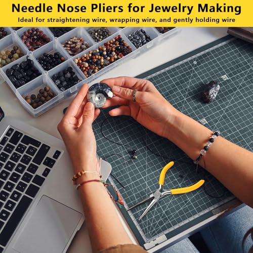 Needle Nose Pliers,6-Inch Extra Long Needle Nose Plier,jewelry making industrial and mechanical maintenance and household appliance fixes. - color: Golden-long Needle Nose Plier
