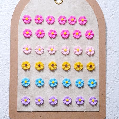 50Pcs Cute Daisy Nail Charms 3D Colorful Floral for Design Spring Summer Acrylic Nails Jewelry Rhinestone Flat Back Kawaii Flowers Nail Art Accessories Resin Nail Jewels for Women Nails DIY Decoration - color: Style-06