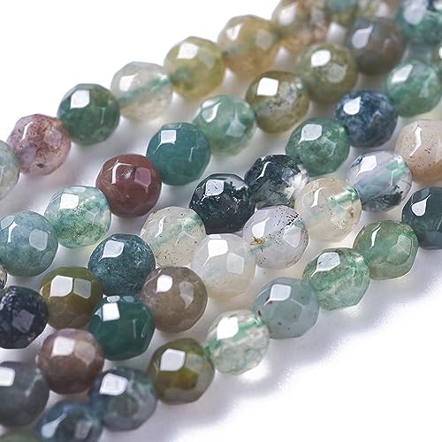 LiQunSweet 130 Pcs 3mm Natural Indian Agate Bead Strands Faceted Round Small Loose Crystal Gemstone Bead Spacer for DIY Jewelry Making Accessories - color: Natural Indian Agate Beads_3mm