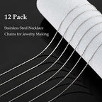 UMAOKANG 12 Pack Thin Chain Necklace for Jewelry Making, Silver Stainless Steel Flexible Snake Chains Bulk DIY Jewelry Supplies (16 Inches) - color: Silver, size: 16 Inch